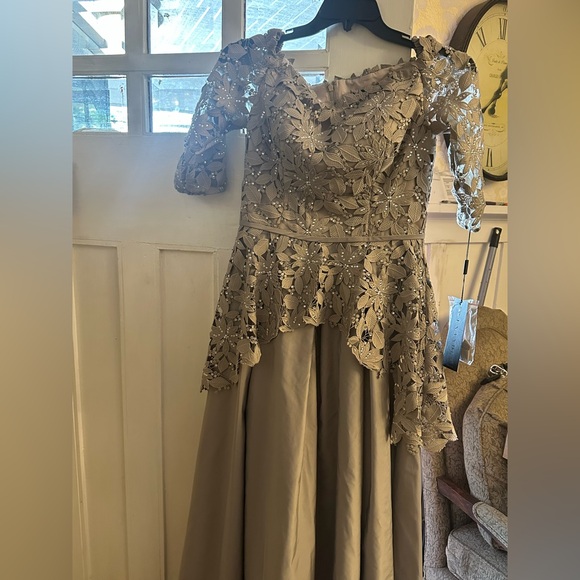 ❤️ BNWT ALEXANDER BY DAYMOR EVENING GIWN IN TAUPE #1275 - Picture 1 of 12